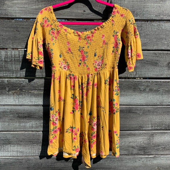 target yellow floral jumpsuit